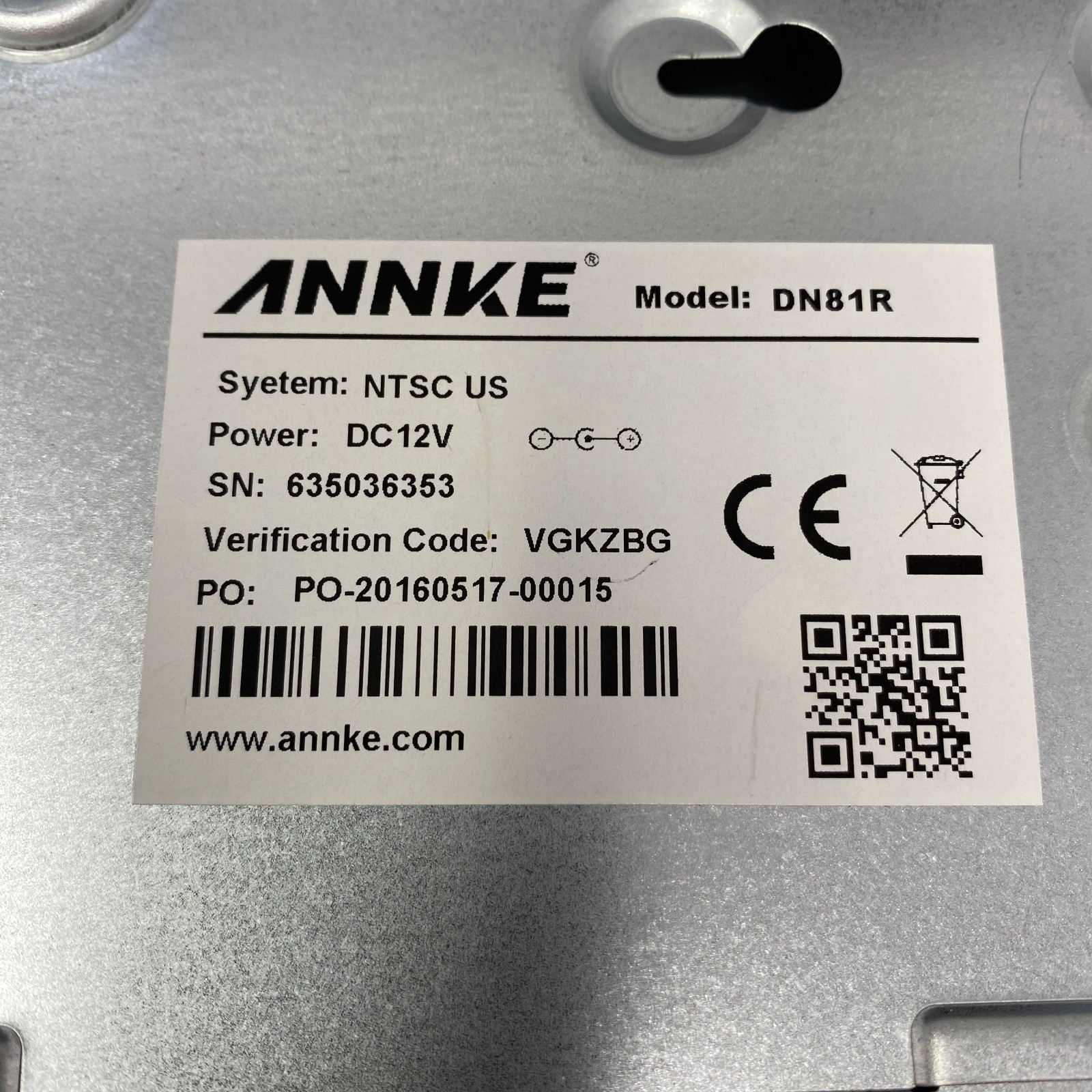 ANNKE DN81R DC12V 8-channel NVR system w/ 4 C11BX cameras – NO HDD
