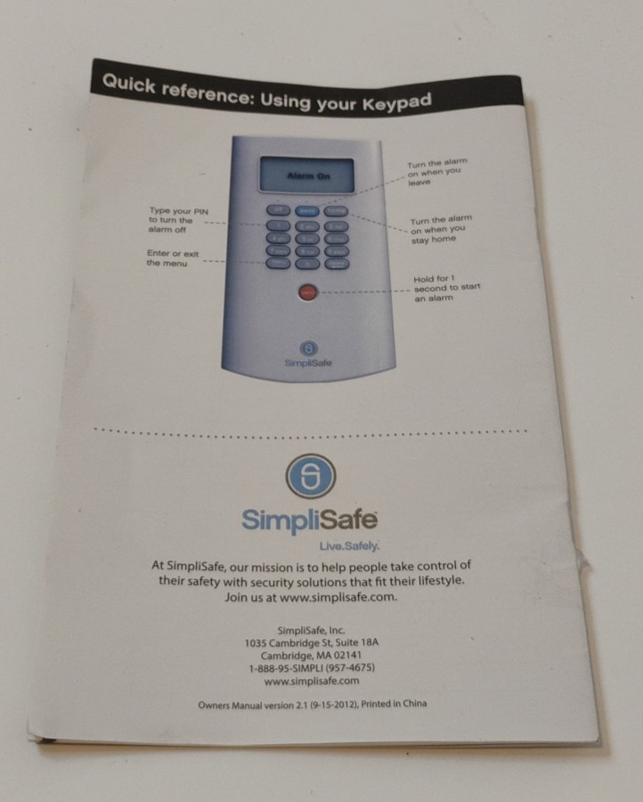 SimpliSafe Home Security System Base, Keypad, Motion, & Entry Sensor, Keychain