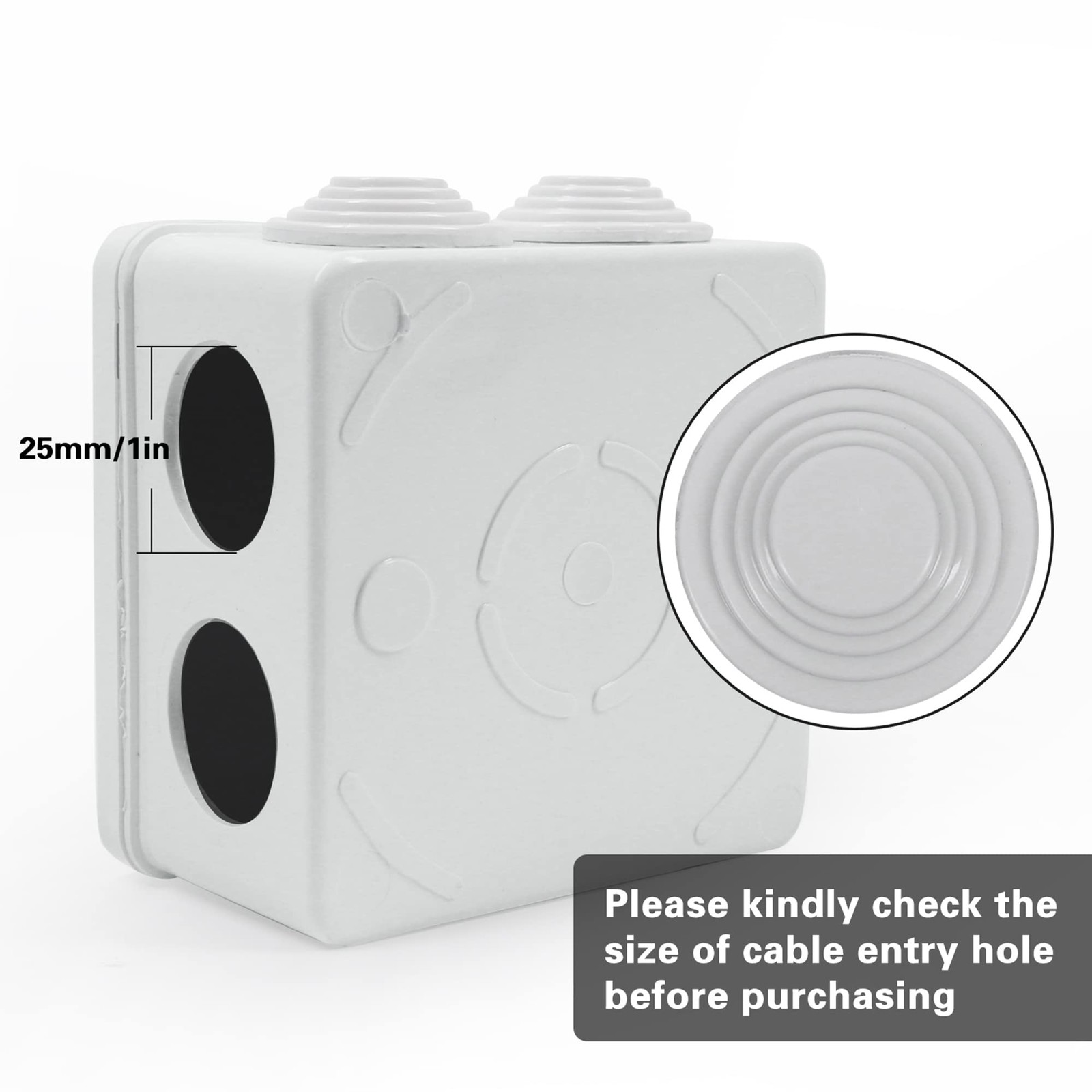 Sunnyglade ABS Plastic Electrical Junction Box IP55 3.4″x3.4″x2″, White