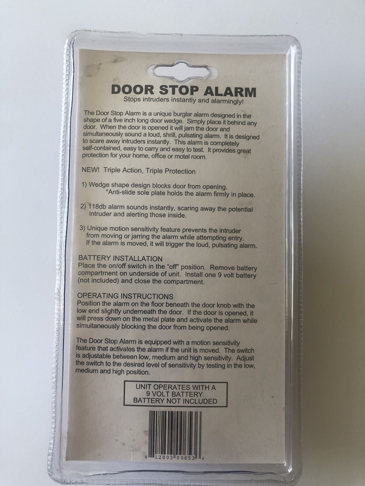 Door Stop Security Alarm Wedge Stopper Portable Home Travel Anti‑Theft