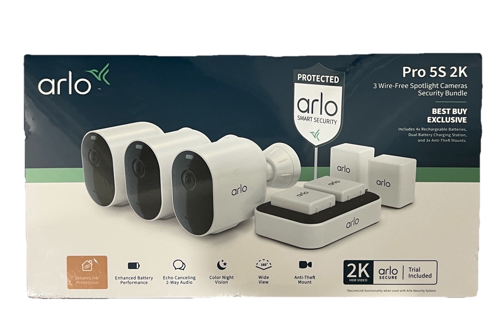 Arlo Pro 5S 2K Security Bundle with 3 Wireless Spotlight Cameras – White..