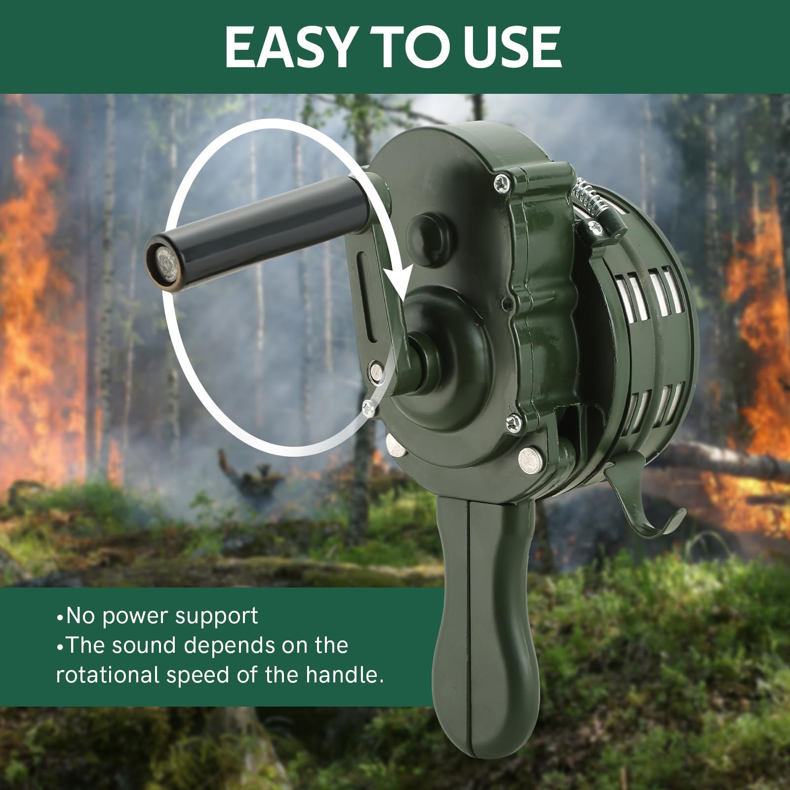 Handheld Air Raid Siren 110DB Loud Manual Hand Crank Emergency Alarm, Portable