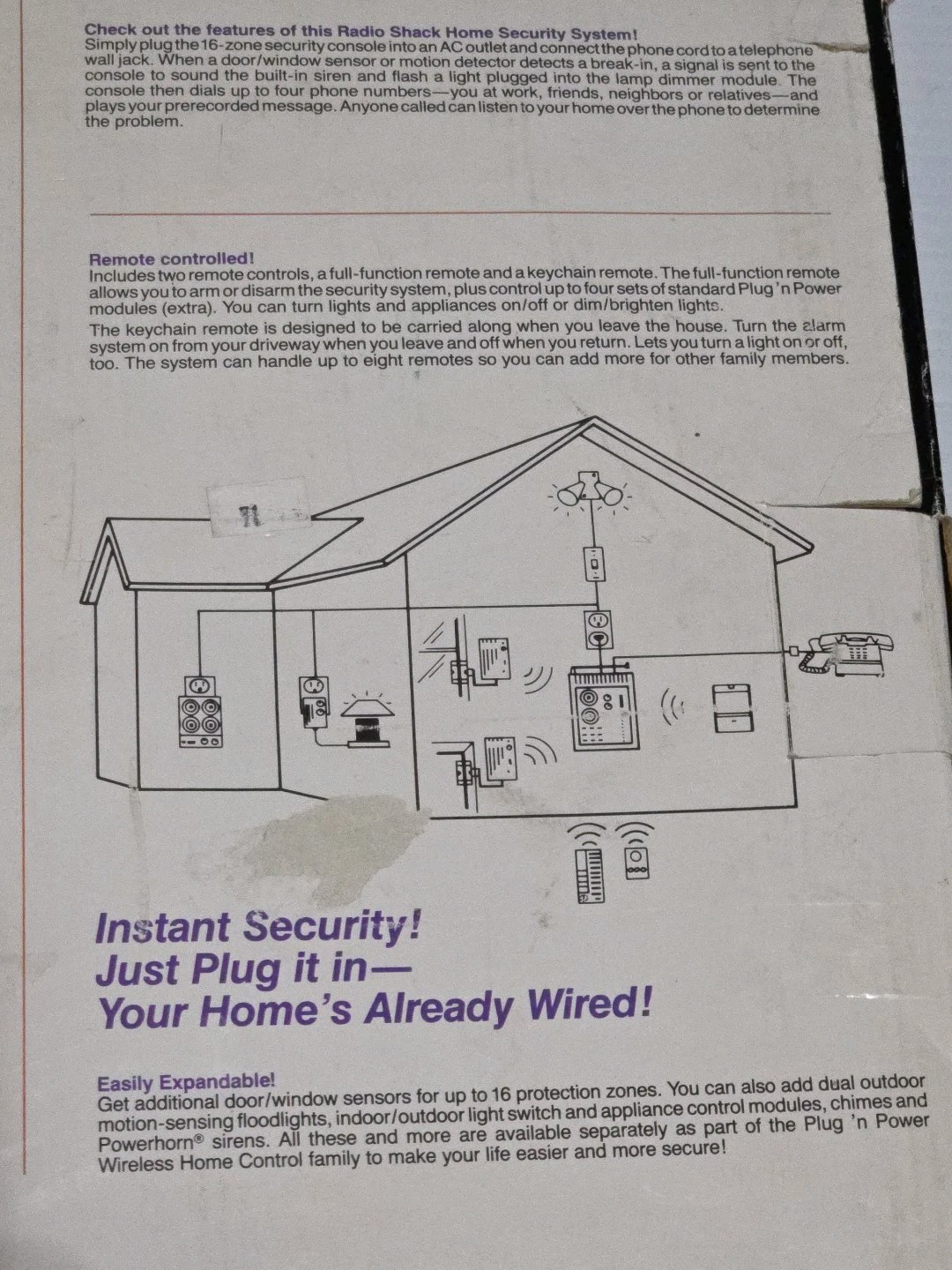 Radio Shack Wireless Home Security System from 1994 – 61-2610 49-2551A
