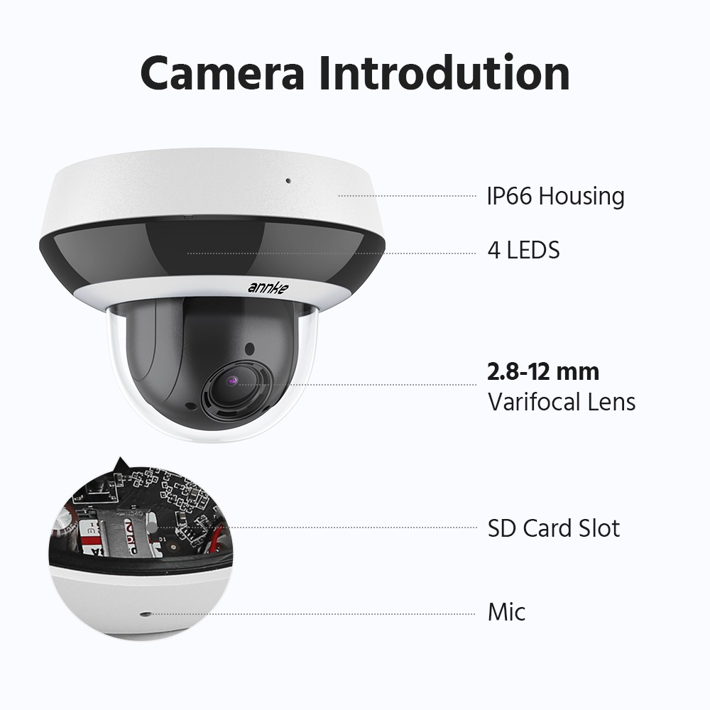 ANNKE CZ504P 3K 4X Optical Zoom PoE PTZ Security IP Camera Outdoor Color Night