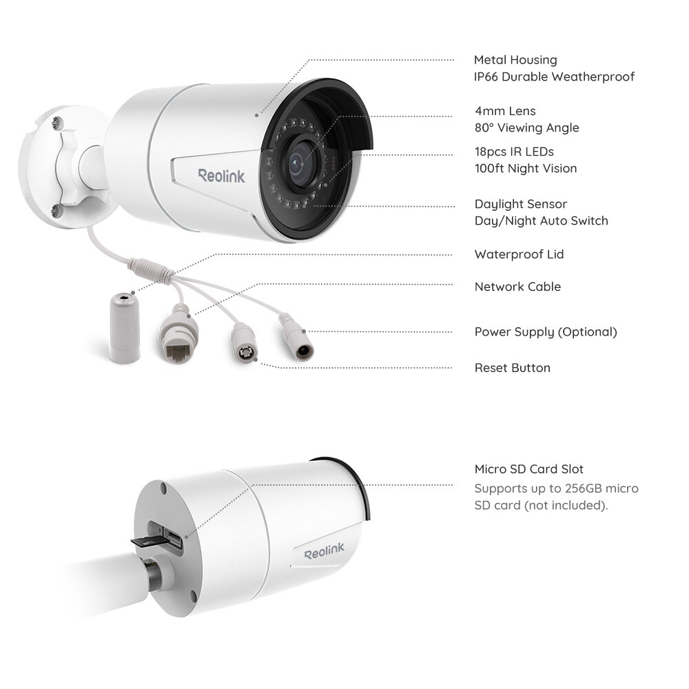 Reolink 2K RLK8-510B4 Home PoE Security Camera System 8CH 2TB NVR 24-7 Recording