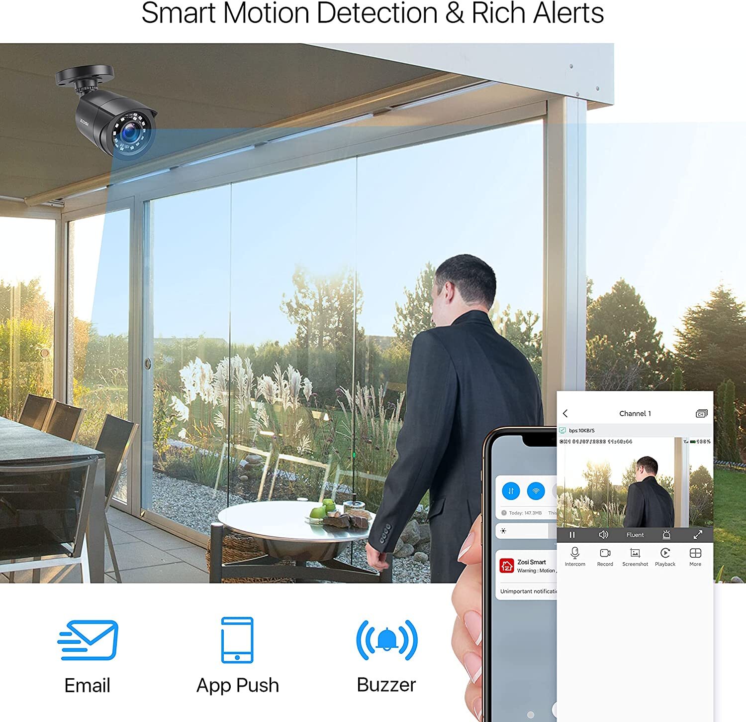 ZOSI H.265+ 5mp Lite 8CH DVR 1080p weatherproof outdoor Security Camera System
