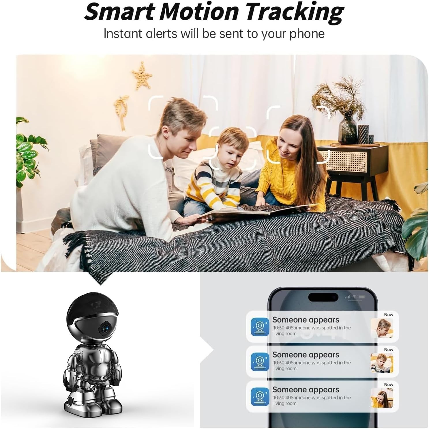5G/2.4Ghz WiFi Robot Camera 3MP Pet/Baby Camera with Phone App Motion Detection