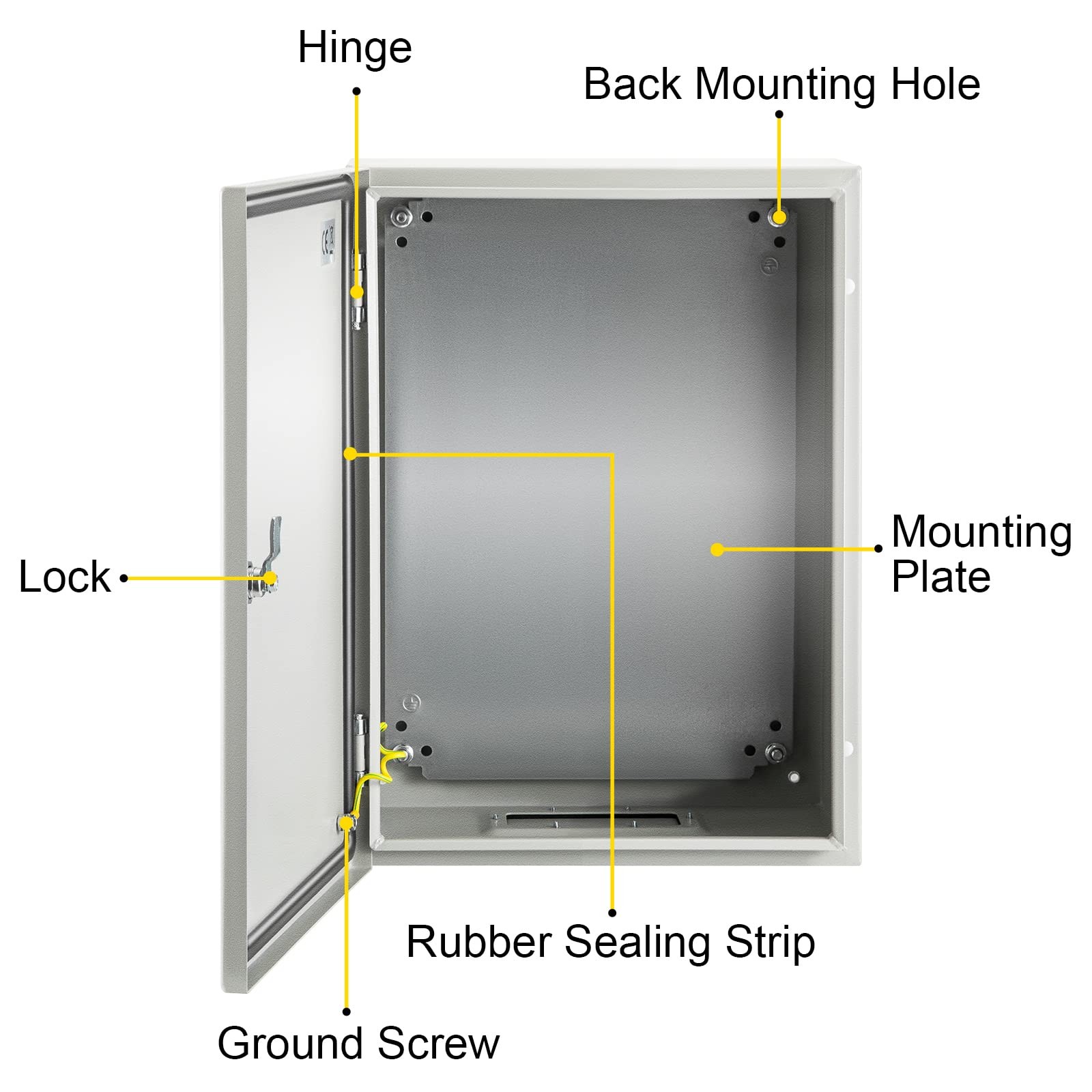 VEVOR NEMA Steel Enclosure, 16 x 12 x 8” 4X 16 X 12 X 8, grey