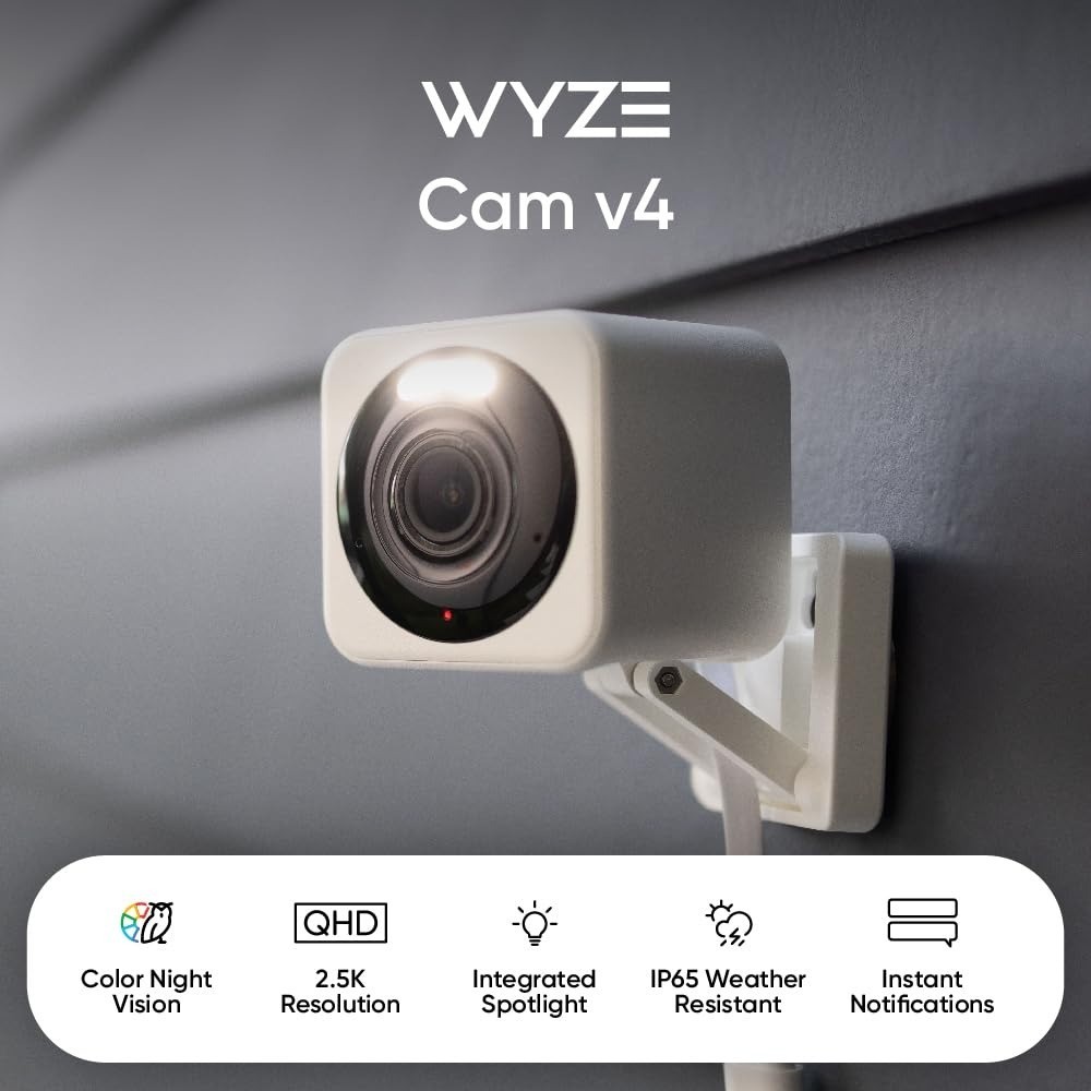 Wyze Cam v4 2.5K Security Camera Indoor/Outdoor Home Surveillance