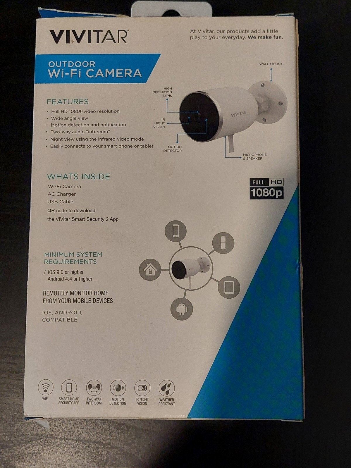 Vivitar IPC-484 Smart Wi-Fi Indoor Outdoor Smart Security Camera – 1080p HD