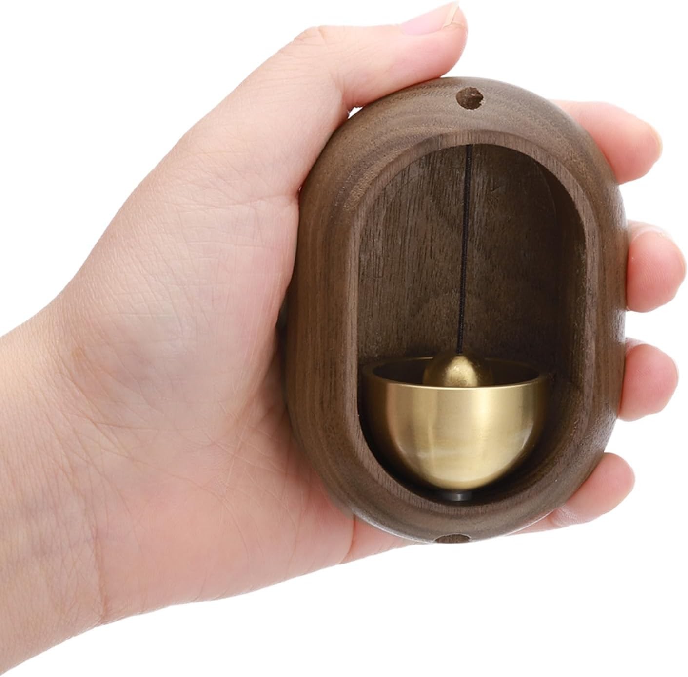 PATIKIL Shopkeepers Bell, Wood Door Chime Hanging Magnetic Bell Brown