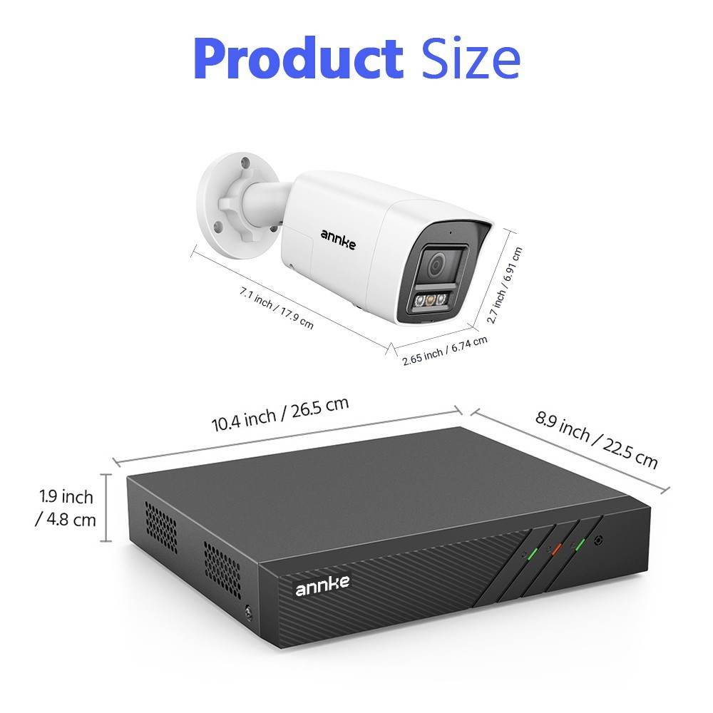ANNKE 5MP POE Color Night Security Camera System Two Way Audio 8CH 8MP NVR IP67