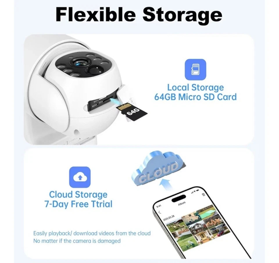 4G LTE Solar Security Camera 4MP Wire-Free Outdoor PTZ CCTV Night Vision No WiFi