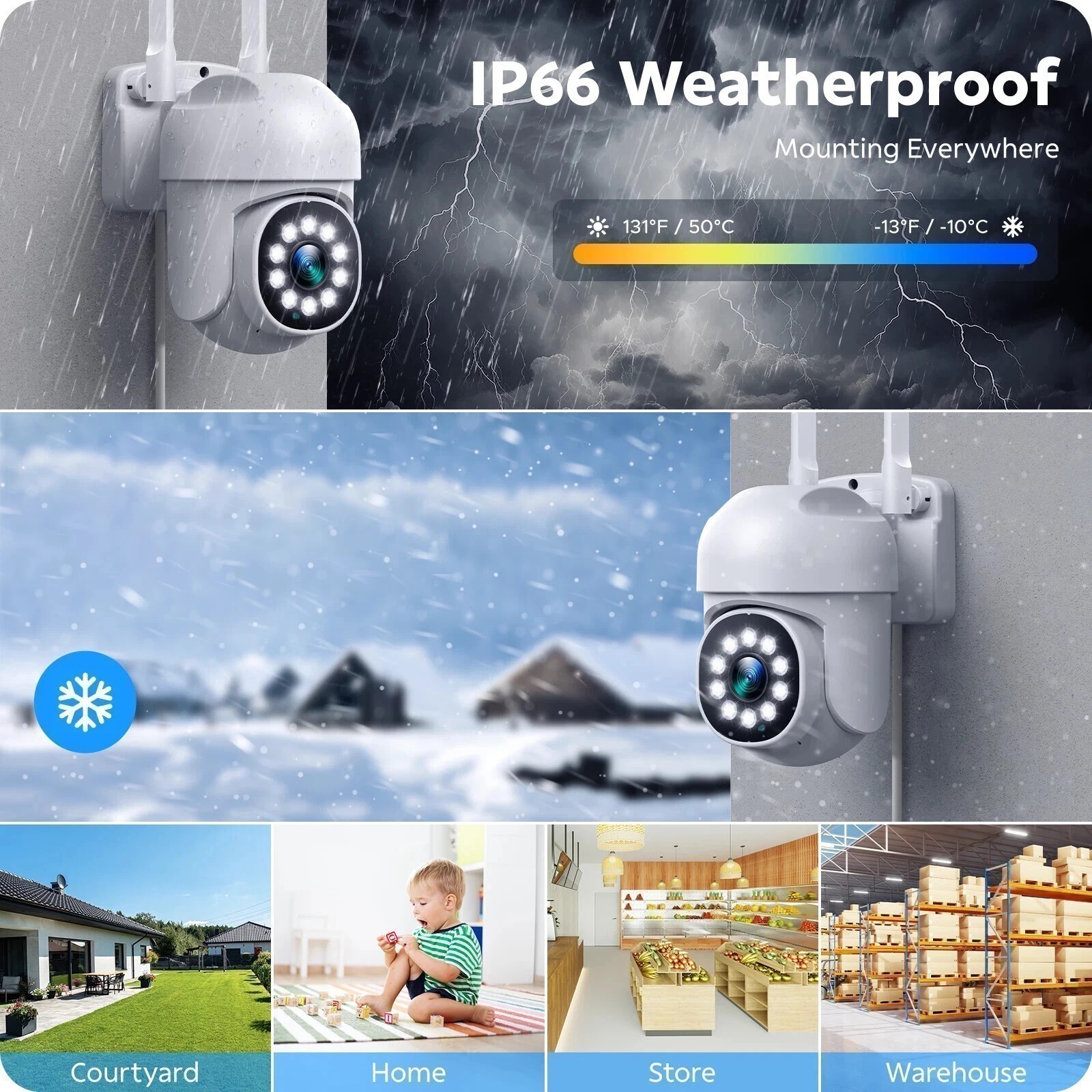 Wireless CCTV Security Camera Systems 16CH 4K NVR 8pcs Outdoor PTZ Cameras Audio