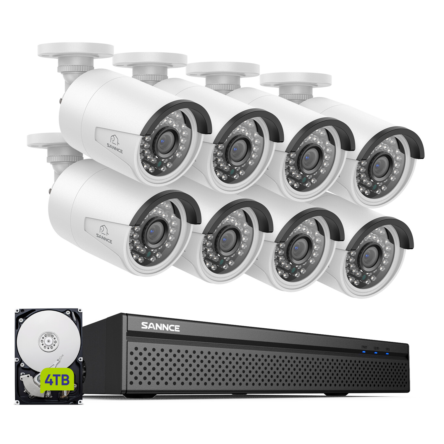SANNCE 5MP POE Two Way Audio 8CH NVR Security Camera System Outdoor AI Detection