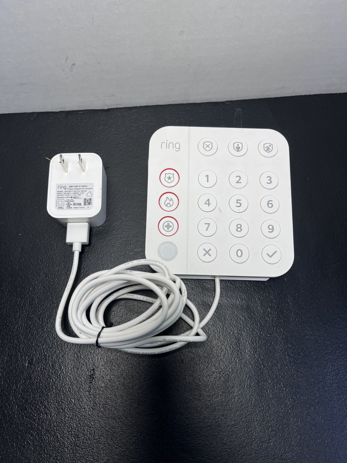 Ring 5AT2S7 White Wireless Z-Wave DSK Home Security System Alarm Keypad + Power