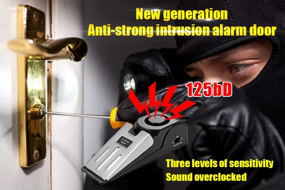 Door Stop Alarm Portable Security Hotel Door Stopper Alarm for Travel. OPEN BOX