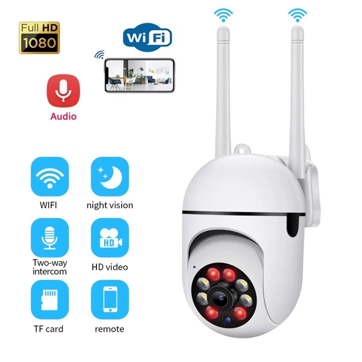 HD 1080P Smart Home IP Camera WiFi 360° View Motion Tracking Outdoor Waterproof