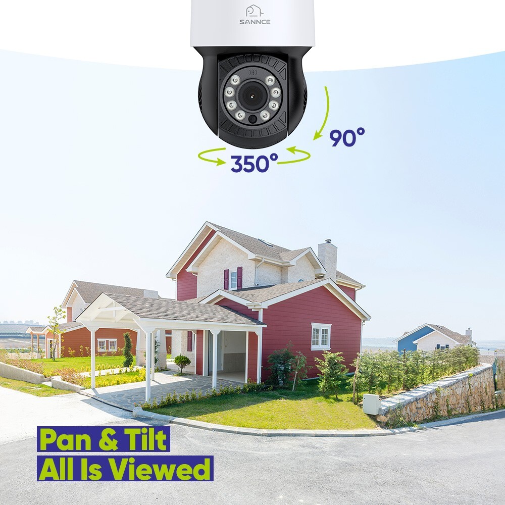 SANNCE 8CH DVR 1080P 360° Pan Tilt CCTV Security Camera System Human Detection
