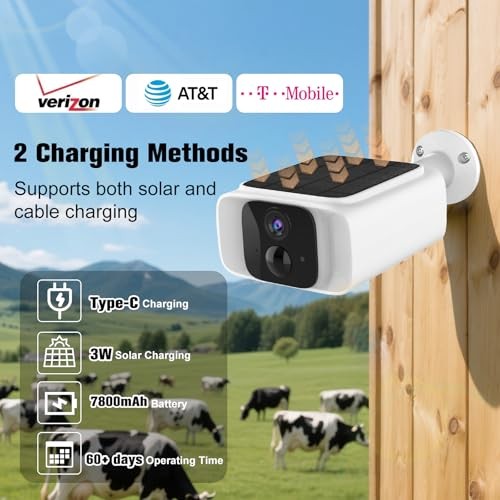 4G LTE Cellular Solar Security Camera 365 days Free Unlimited Cellular Data