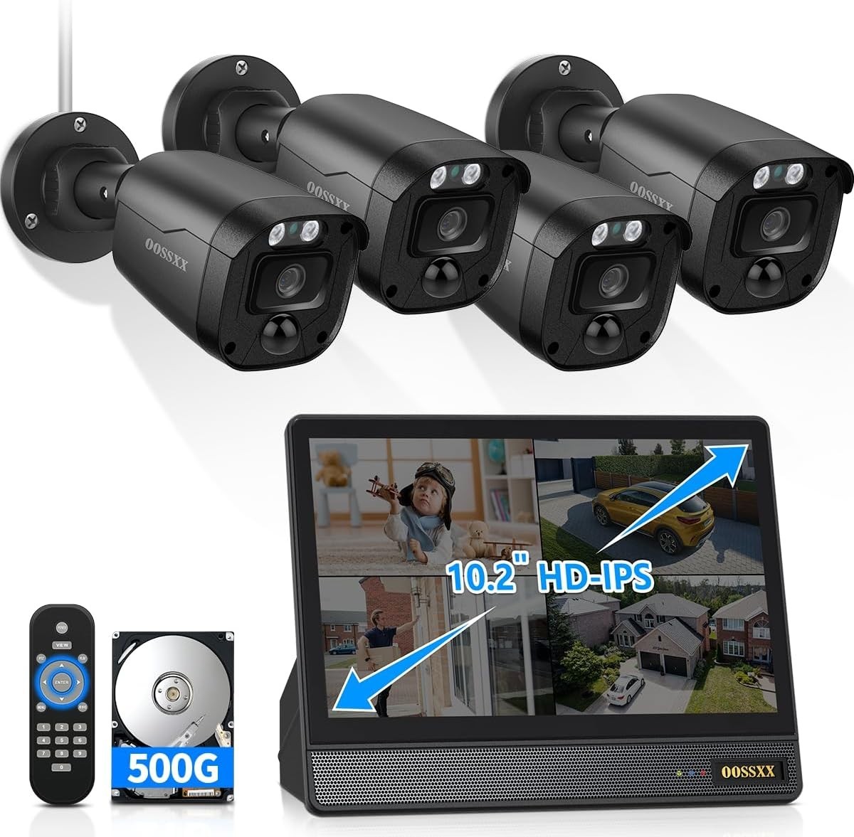 Weatherproof 4CH DVR Kit with 65ft Night Vision & 4 Wide Angle Cameras