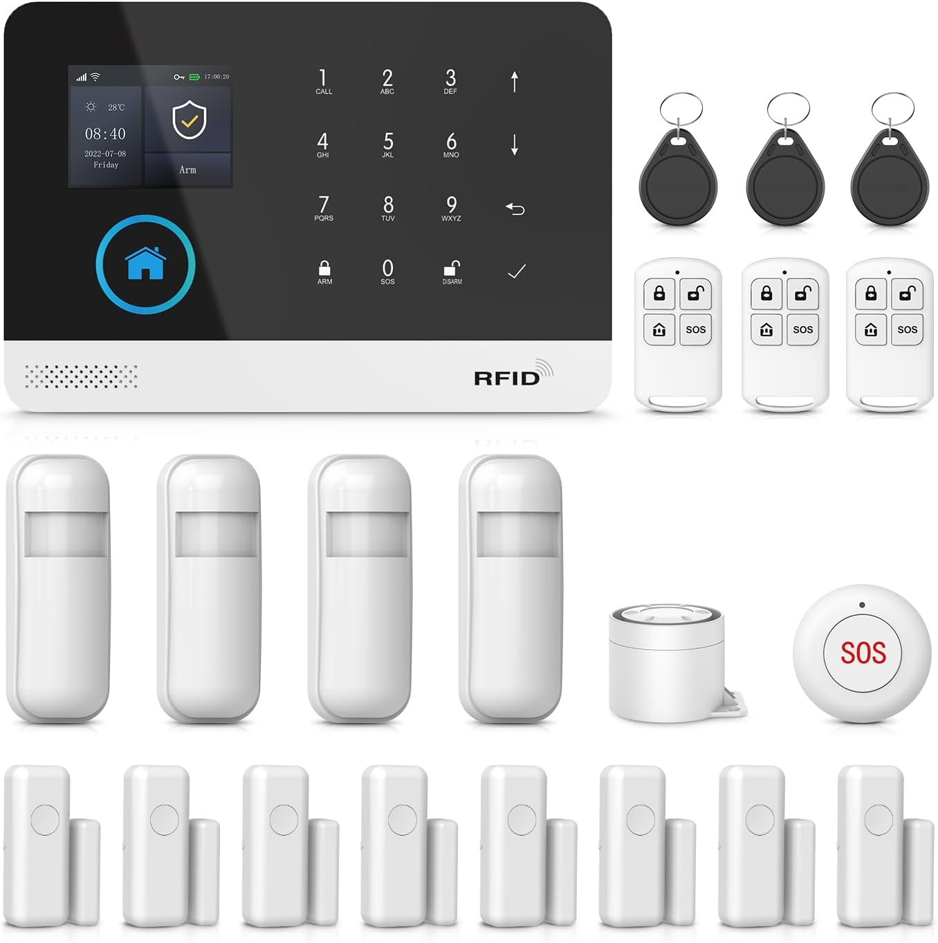 Smart Home Alarm System with LCD, Sensors, and Alexa/Google Compatibility