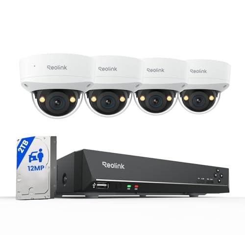 12MP 8CH PoE Security Camera System with IK10 Vandalproof, 4pcs Dome PoE Cams