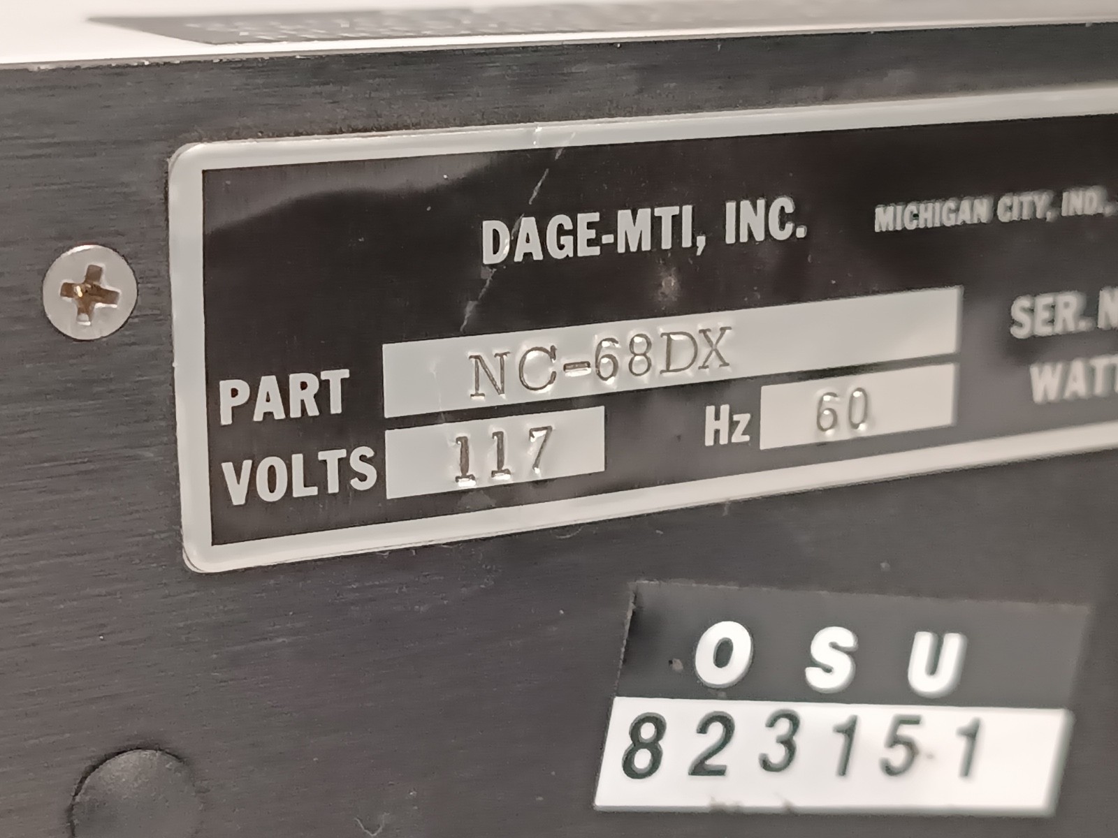 Dage-MTI NC-68DX Series 68 High Resolution Black & White Video Camera