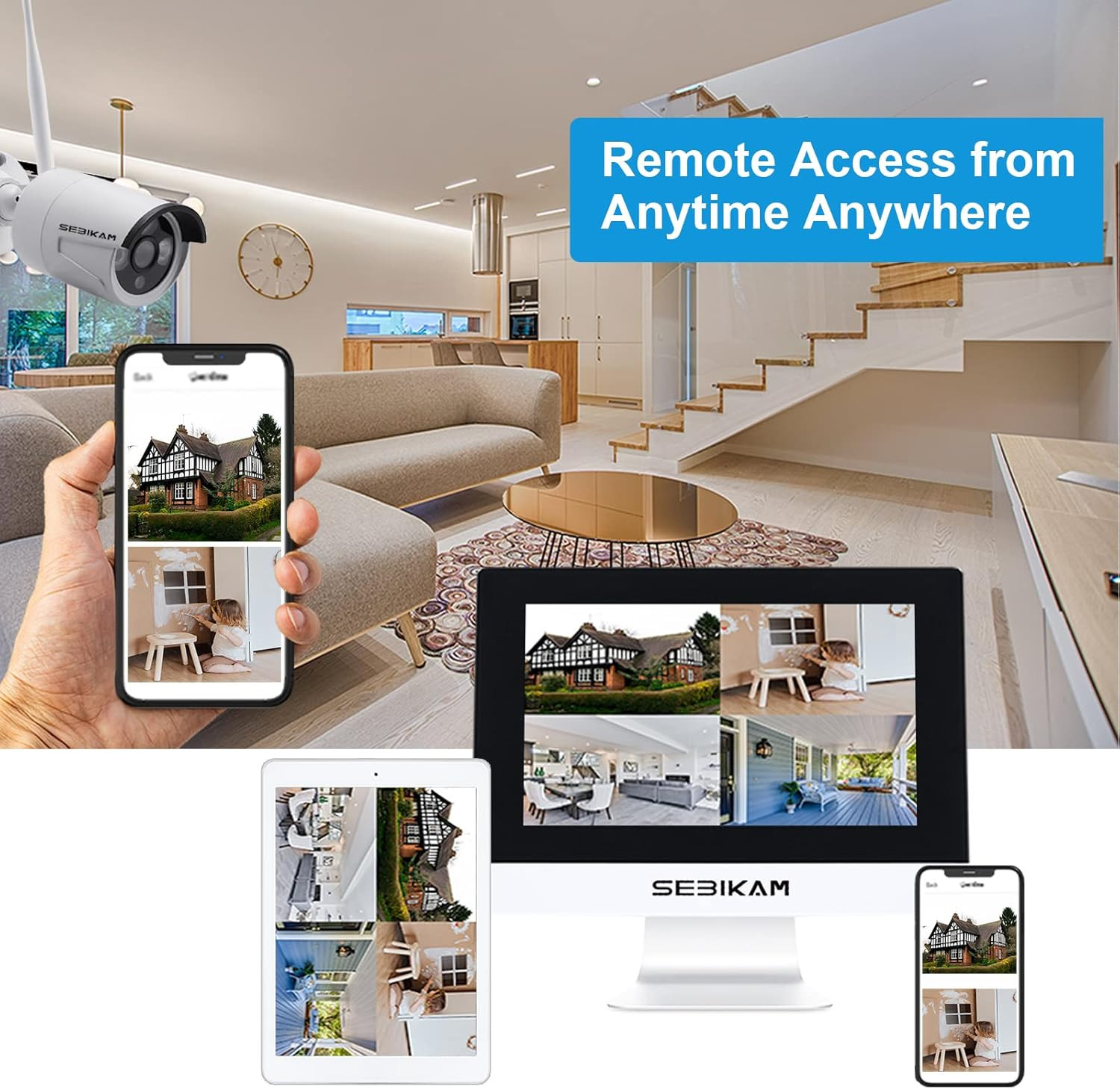 10.1″ Wireless Security Camera System with 4 HD Cameras & 2-Way Audio