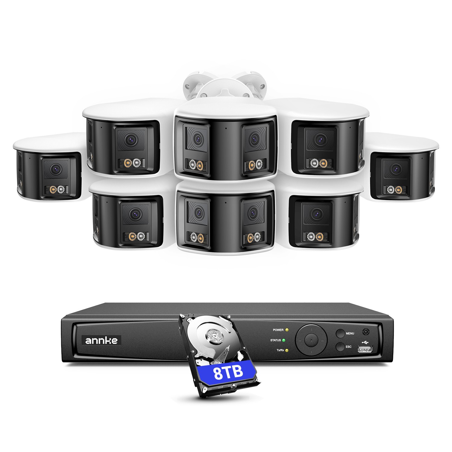 ANNKE 8CH 12MP NVR 4K Dual Lens Color POE Security Camera System 2 Way Audio AI