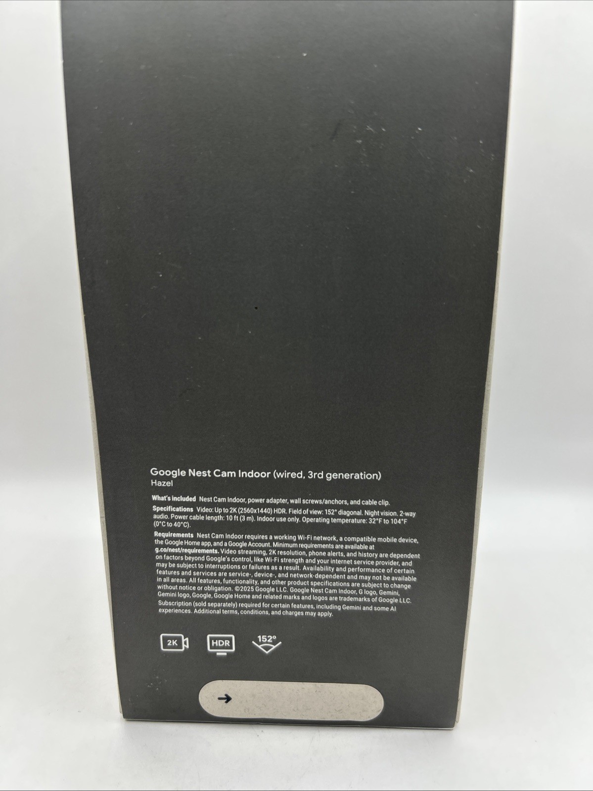 New Google Nest Cam 2K Indoor Wired 3rd Gen Security Camera Hazel GA09975-US?