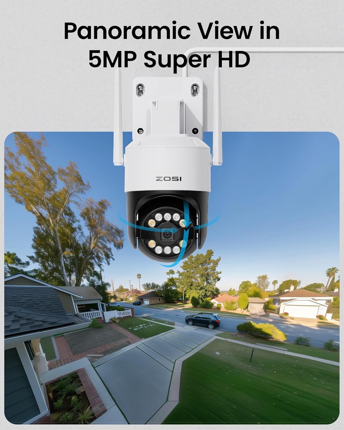ZOSI 5MP WiFi AI human detection Security IP Instant Alert Camera Remote View