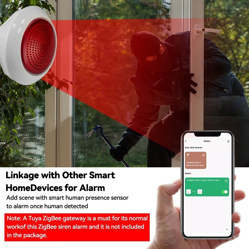 Meian Tuya 100dB Siren Alarm Wireless Sirena Alarma Linkage Security Protection