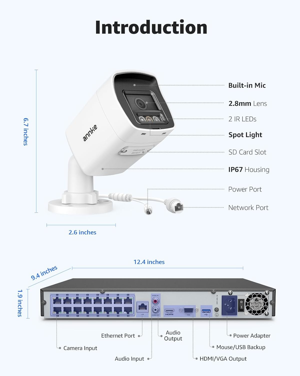 12MP 16CH Security Camera System with AI Detection & Color Night Vision