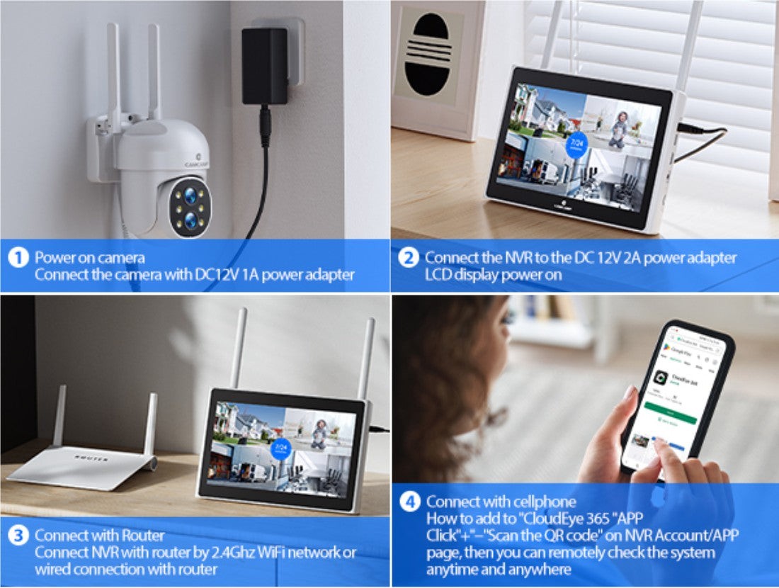 Wireless Security Camera System Outdoor with Monitor Auto Tracking, Human Detect