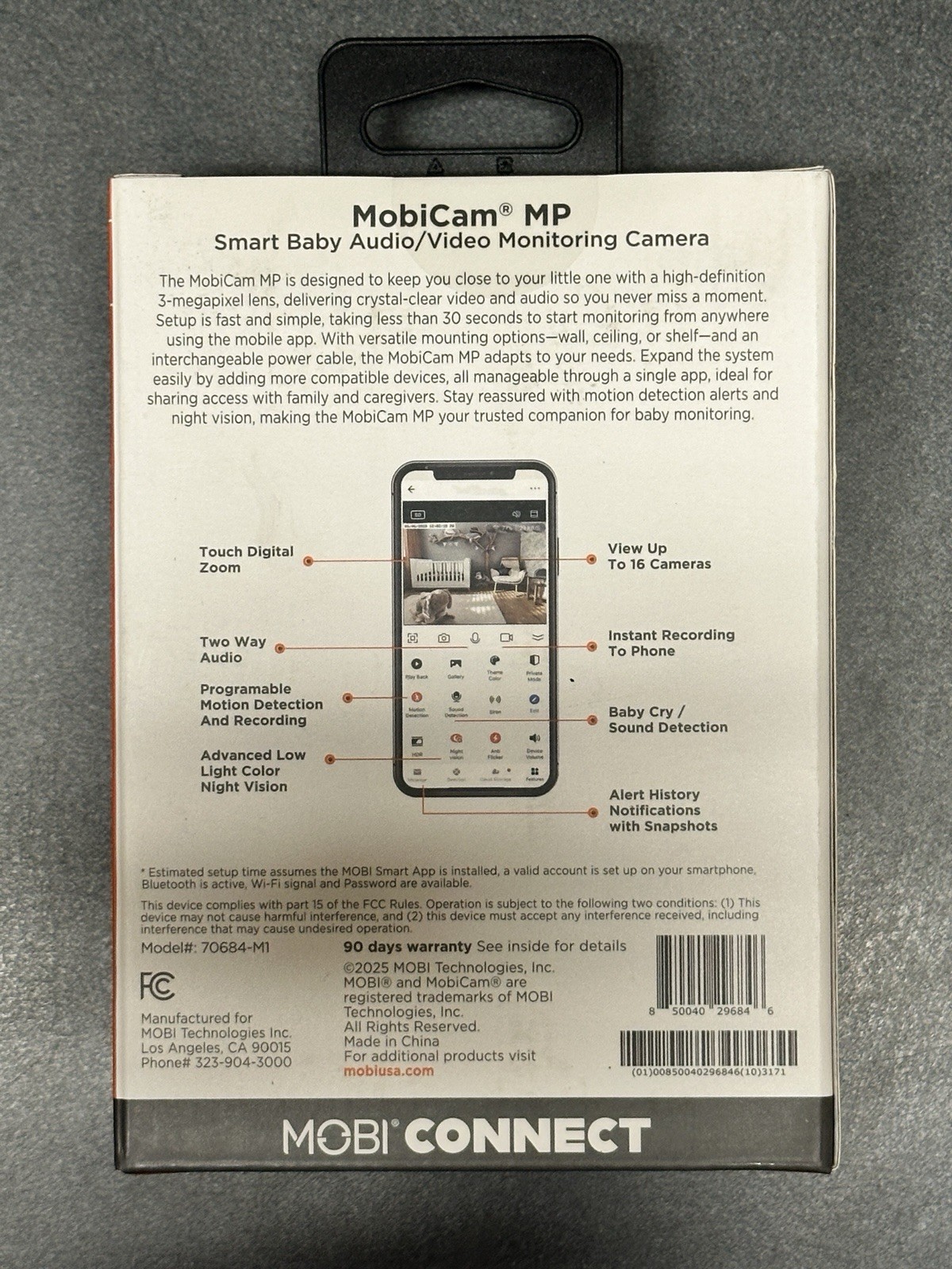 MobiCam MP Smart Baby Monitoring Camera, Security, Dual 2.4 & 5 GHz Wifi + Ble