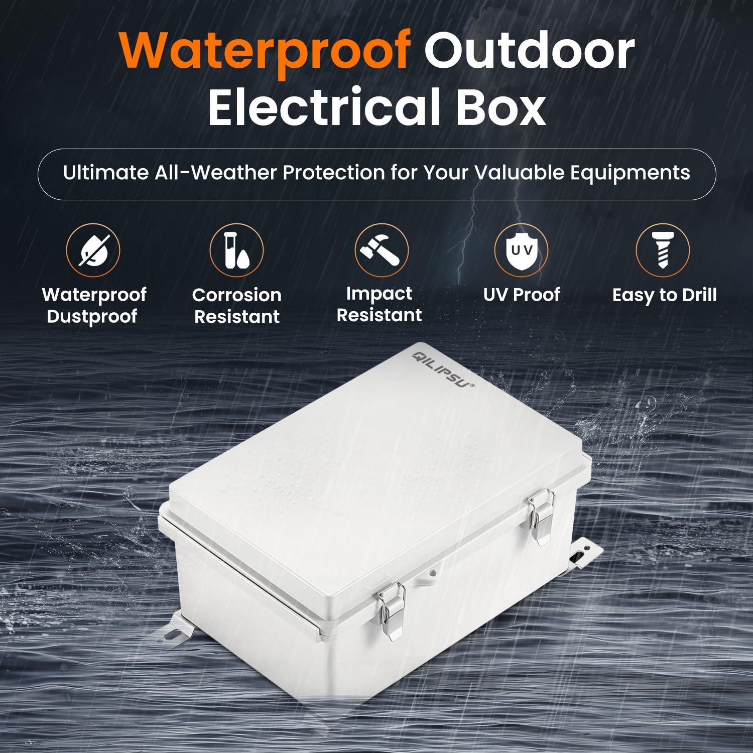 QILIPSU Junction Box IP67 Waterproof Plastic 11.2″x7.7″x5.1″, Grey Cover