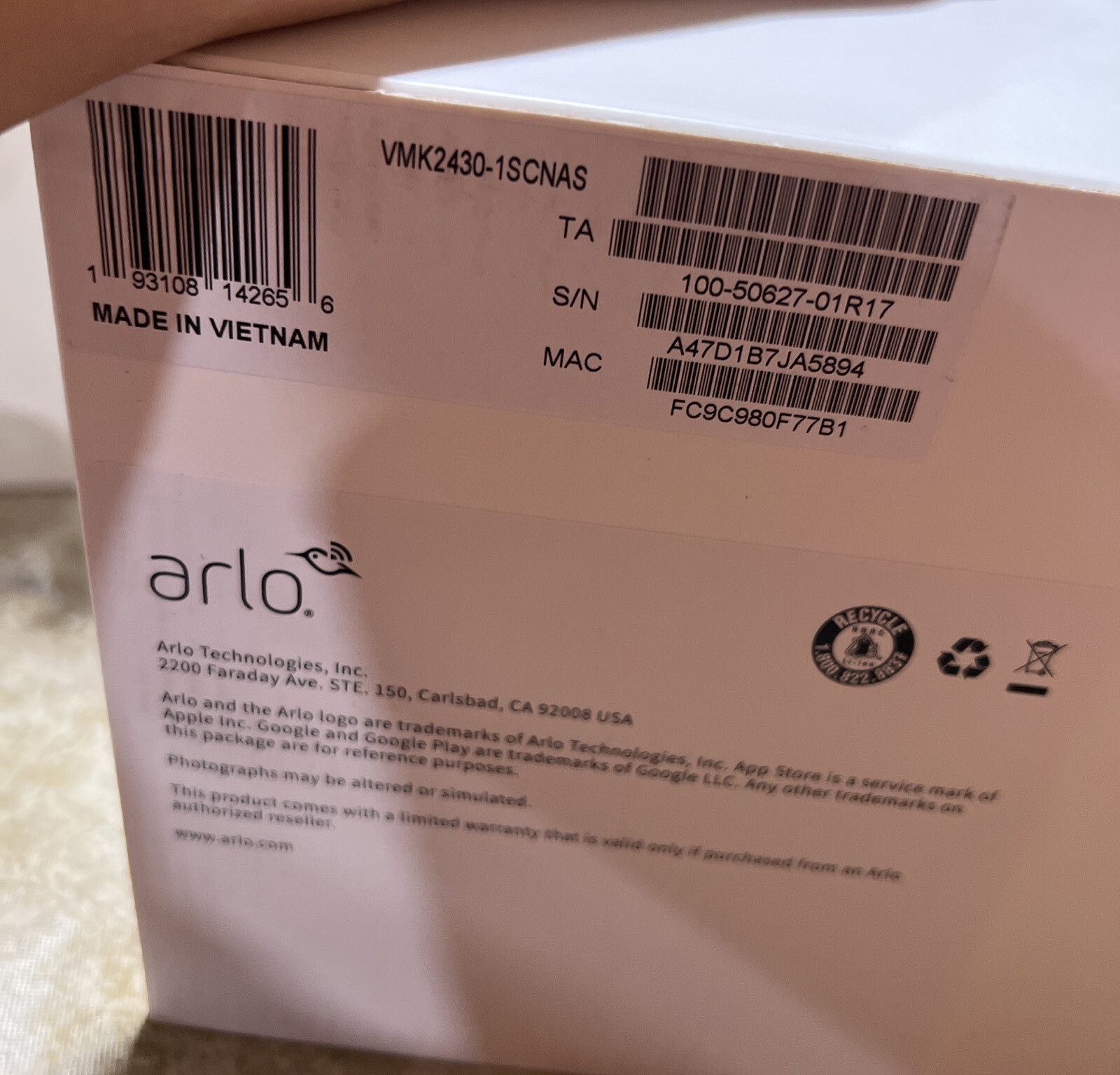 Arlo VMK2430-1SCNAS Wireless Security Camera
