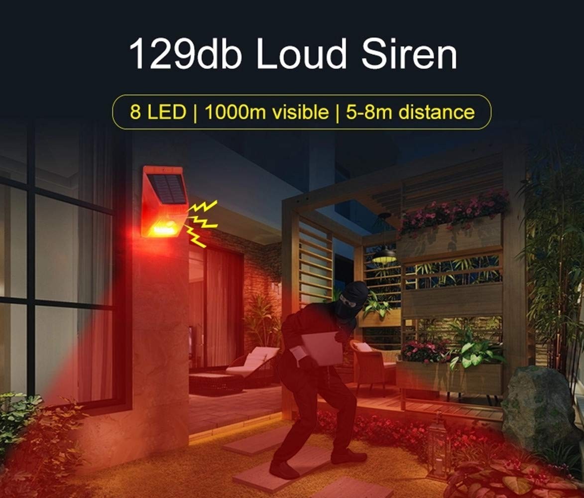 Solar Motion Sensor Alarm Outdoor,Solar Alarm Motion Detector with Sound, 129…