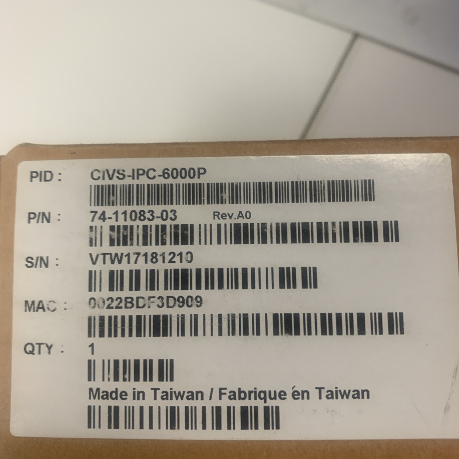 Cisco CIVS-IPC-6000P Black & Silver Long Range Network Surveillance Video Camera