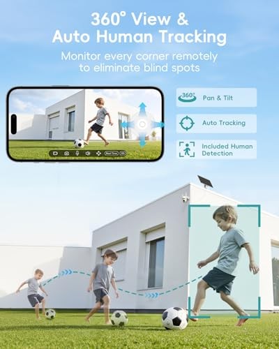 24/7 Recording Solar Security Cameras Wireless Outdoor, 9W 2.4GHz WiFi-1-Pack