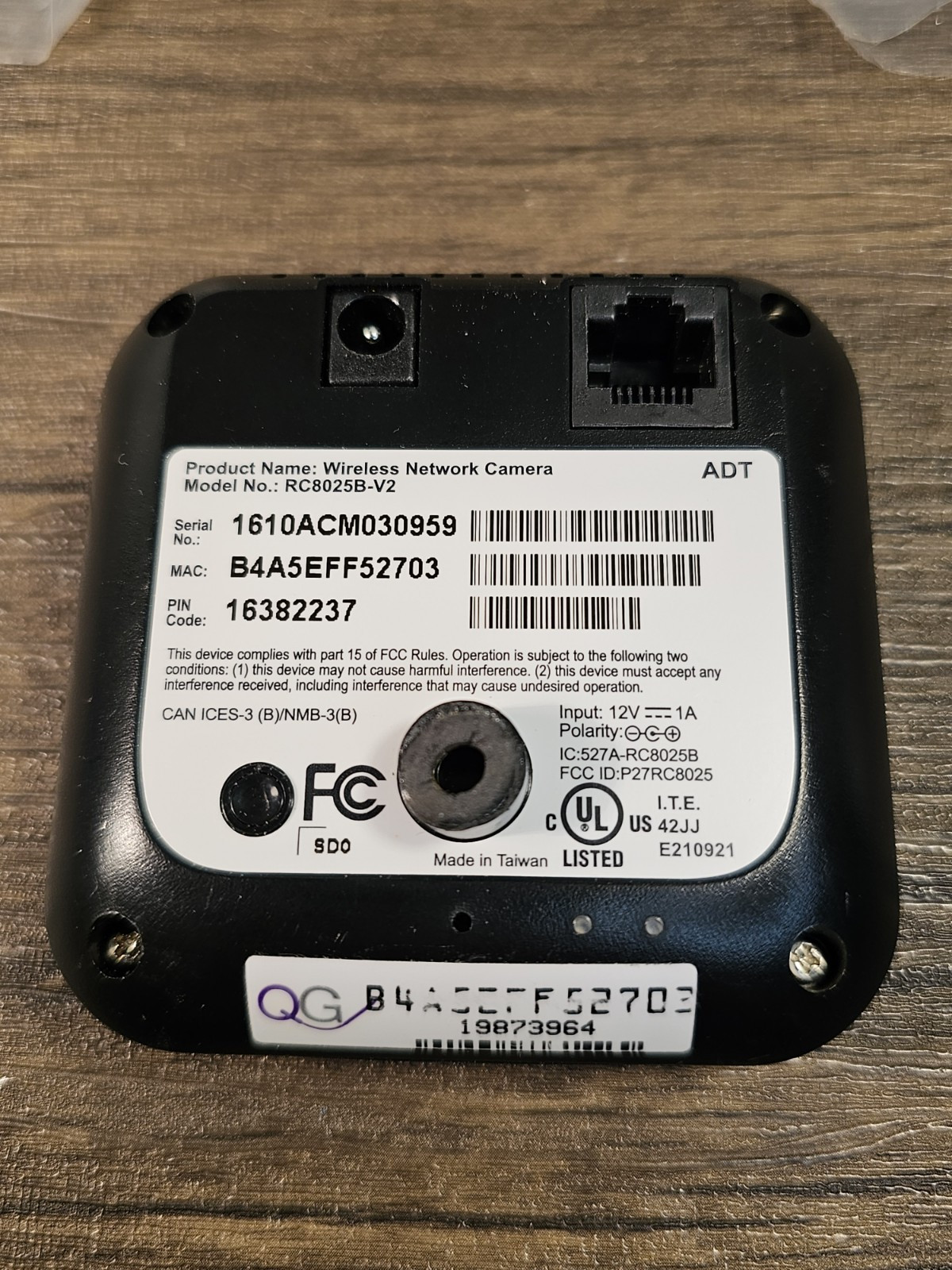 ADT PULSE CR.RC8025B-V2 QGistix -Untested