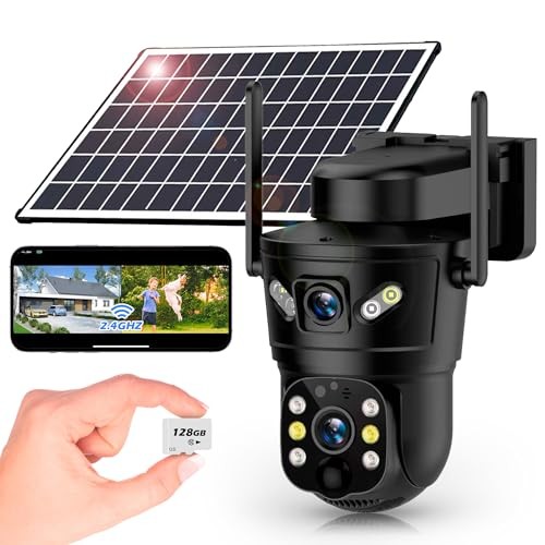 3K Solar Security Camera Wireless,270°Pan 90°Tilt Auto Tracking,WiFi D05-128G