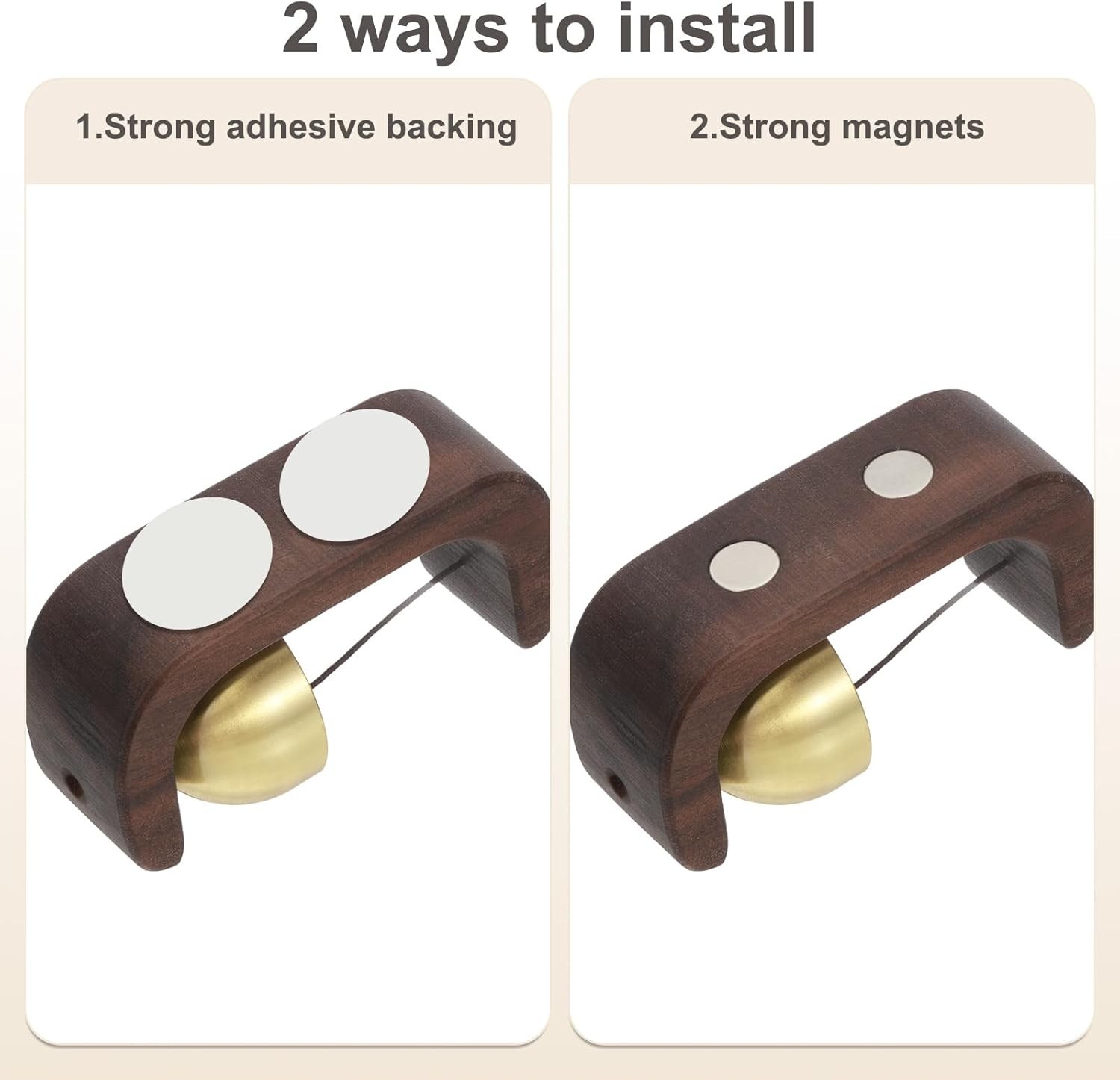 PATIKIL Shopkeepers Bell, Wood Door Chime Hanging Magnetic Bell Brown