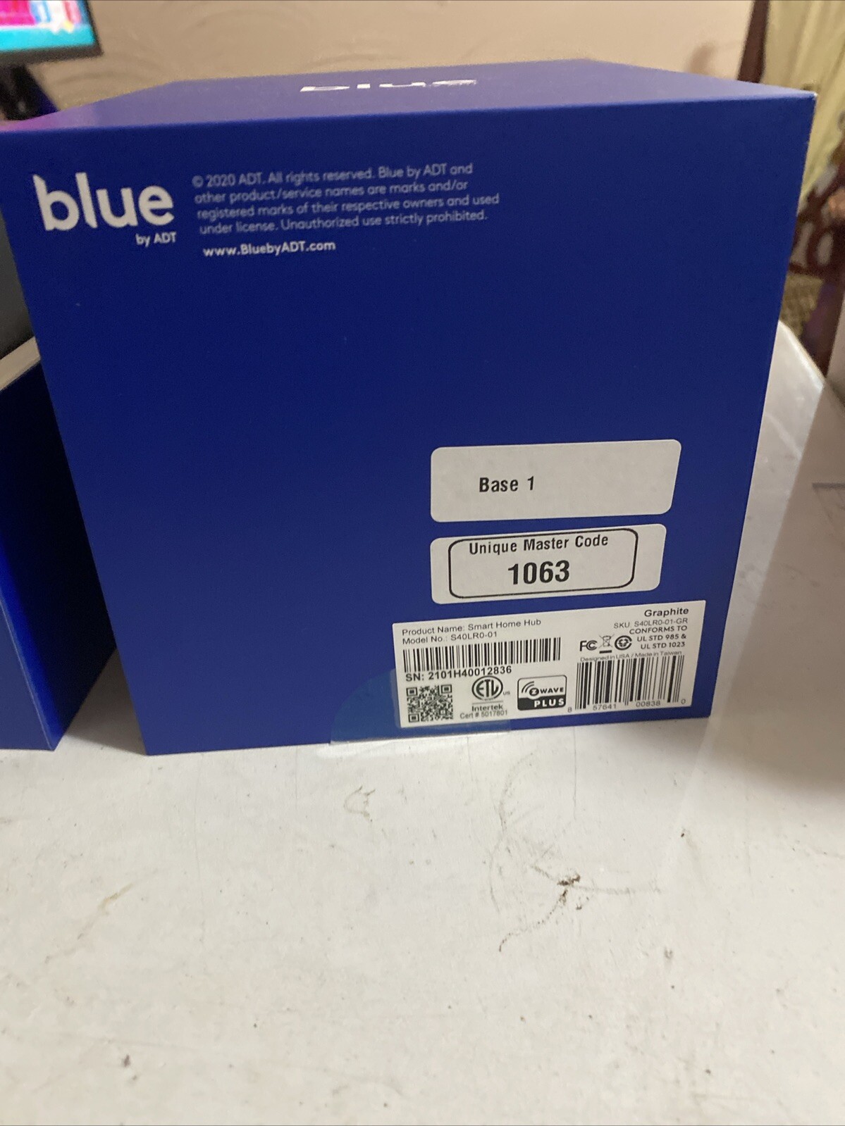 BLUE By ADT Smart Home Hub Master Base Unit Model S40LR0-01 Graphite