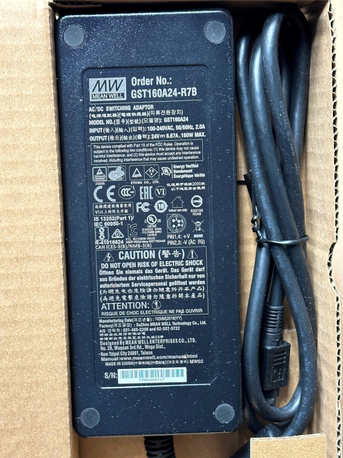 NEW Mean Well GST160A24 160W 24V 6.67A AC-DC Power Supply
