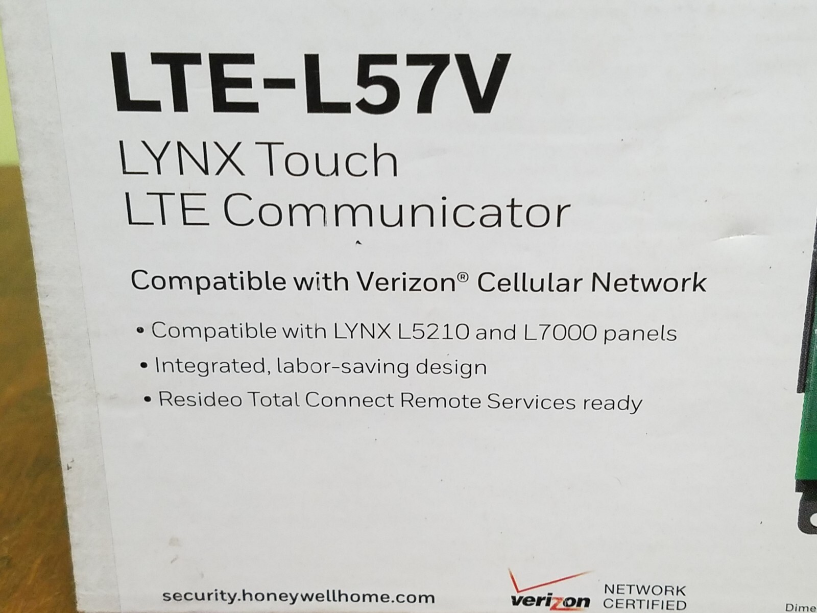 Honeywell LTE-L57V Verizon Communicator Lynx Touch