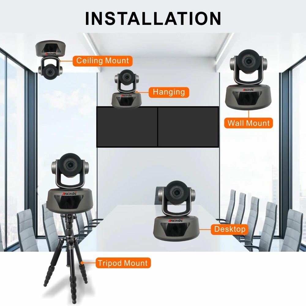 Onvif 1080P 60fps 30X Optical PTZ Video Conference Camera HDMI IP SDI 3 Output