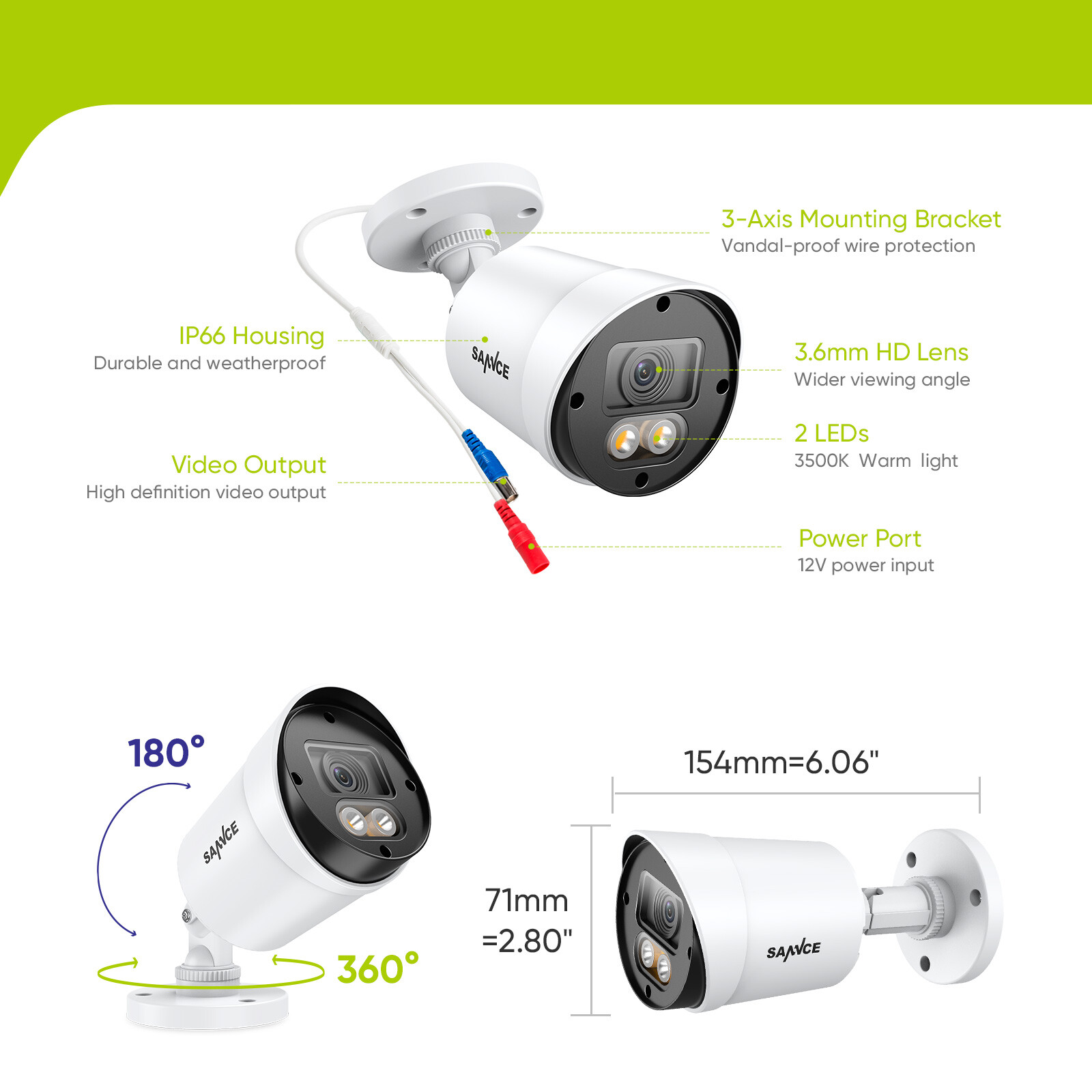 SANNCE 5MP 8CH DVR 2MP Full Color CCTV Security Camera System Night Vision 1TB
