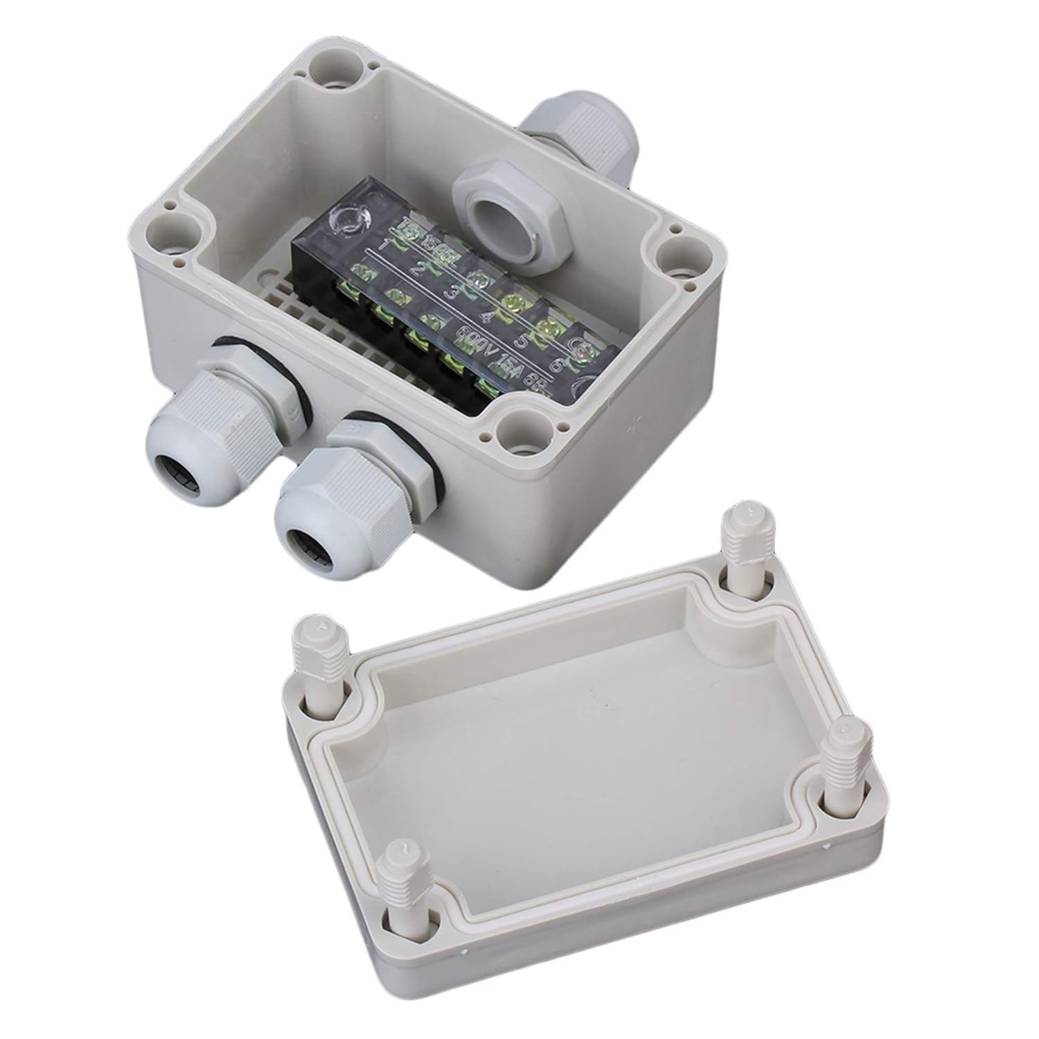 RDEXP White Gray Plastic Waterproof 6 Position Terminals Electric white